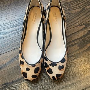 Cole Haan leopard print calf hair block heel
